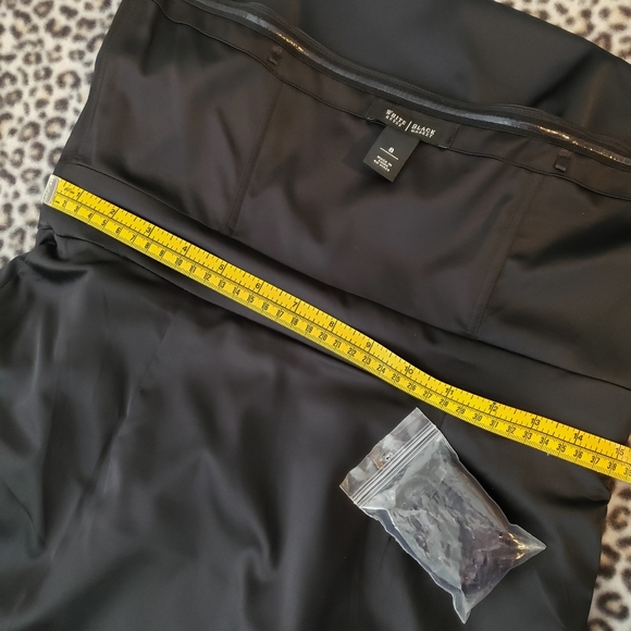 WHBM Black Satin Strapless Lined Tiered Ruffle Mini Dress, Size 8, EUC - Picture 14 of 16